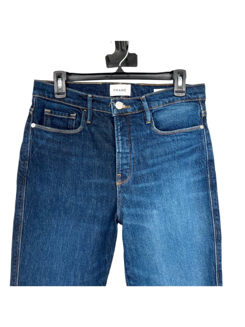 Frame Le Sylvie Slender Straight Jeans Two-Tone Denim Cropped Size 29 - Picture 3 of 12